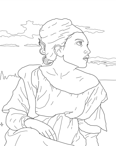 Orphan Girl At The Cemetery By Delacroix Coloring Page